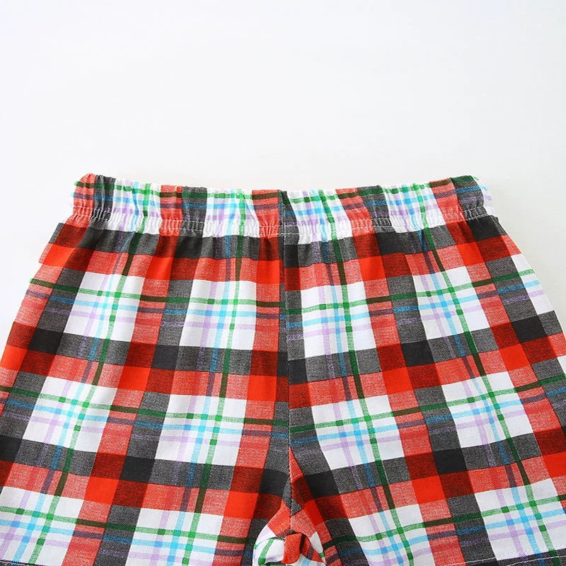 Summer Baby Kids Cute Plaid and Letters Pattern Vest and Shorts Clothing Set for Girls MyKids-USA