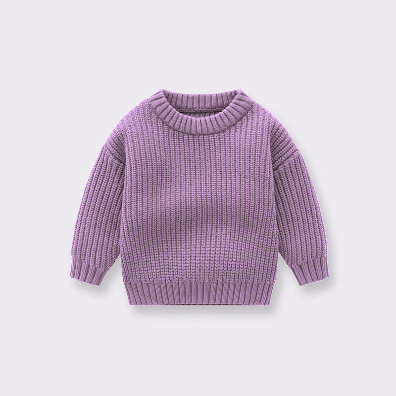 Baby Solid Color Handknit Design Quality Pullover Loose Sweater MyKids-USA