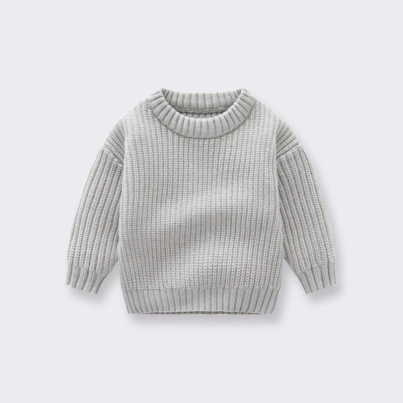 Baby Solid Color Handknit Design Quality Pullover Loose Sweater MyKids-USA