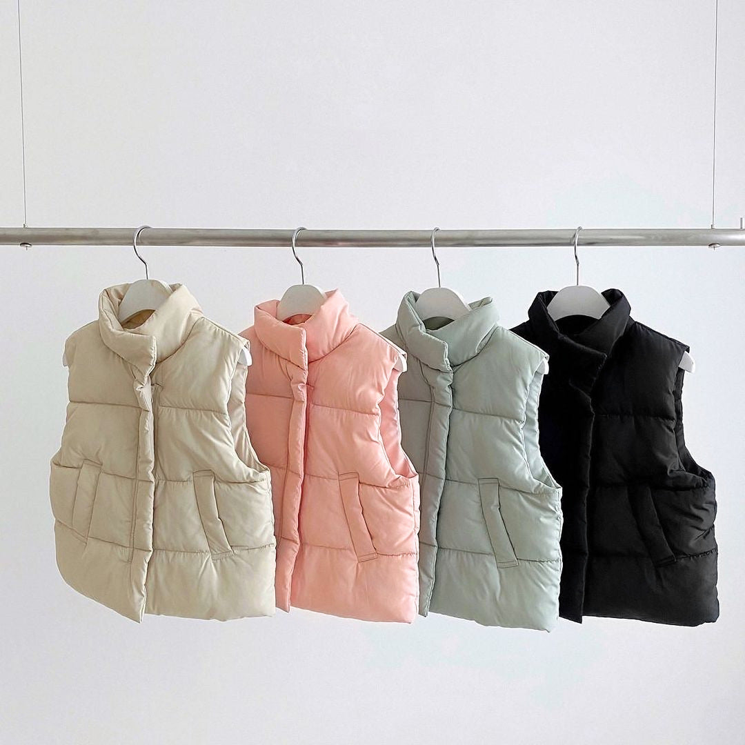 Baby Solid Color Quilted Thickened Vest Coat In Winter MyKids-USA