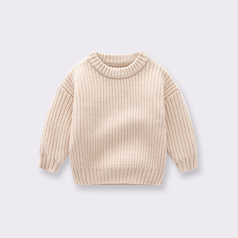 Baby Solid Color Handknit Design Quality Pullover Loose Sweater MyKids-USA