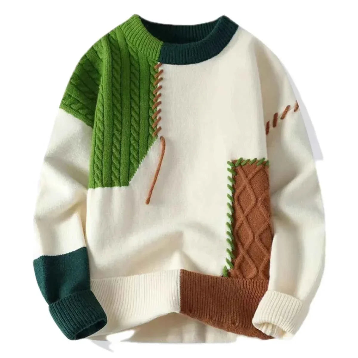 Men's Turtleneck Sweater – Stylish Patchwork Design for Warmth GONZALES ONLINE SHOP