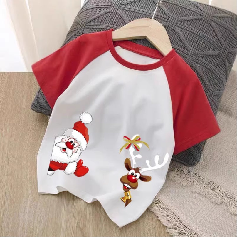 Christmas Elk Cotton T-shirt Boy GONZALES ONLINE SHOP