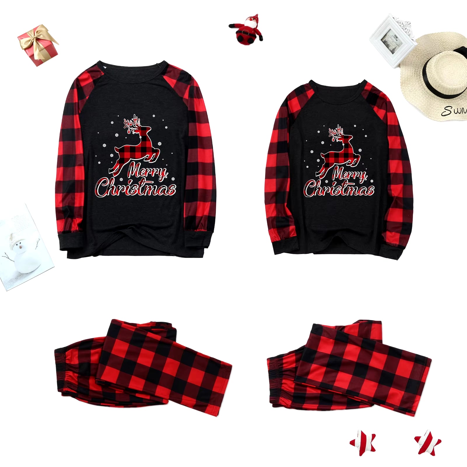 Merry Christmas Elk Loungewear Christmas Family Matching Pajamas Women Men Kids Sleepwear Mommy and Me Clothes Комплекты Одежды