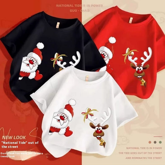 Christmas Elk Cotton T-shirt Boy GONZALES ONLINE SHOP