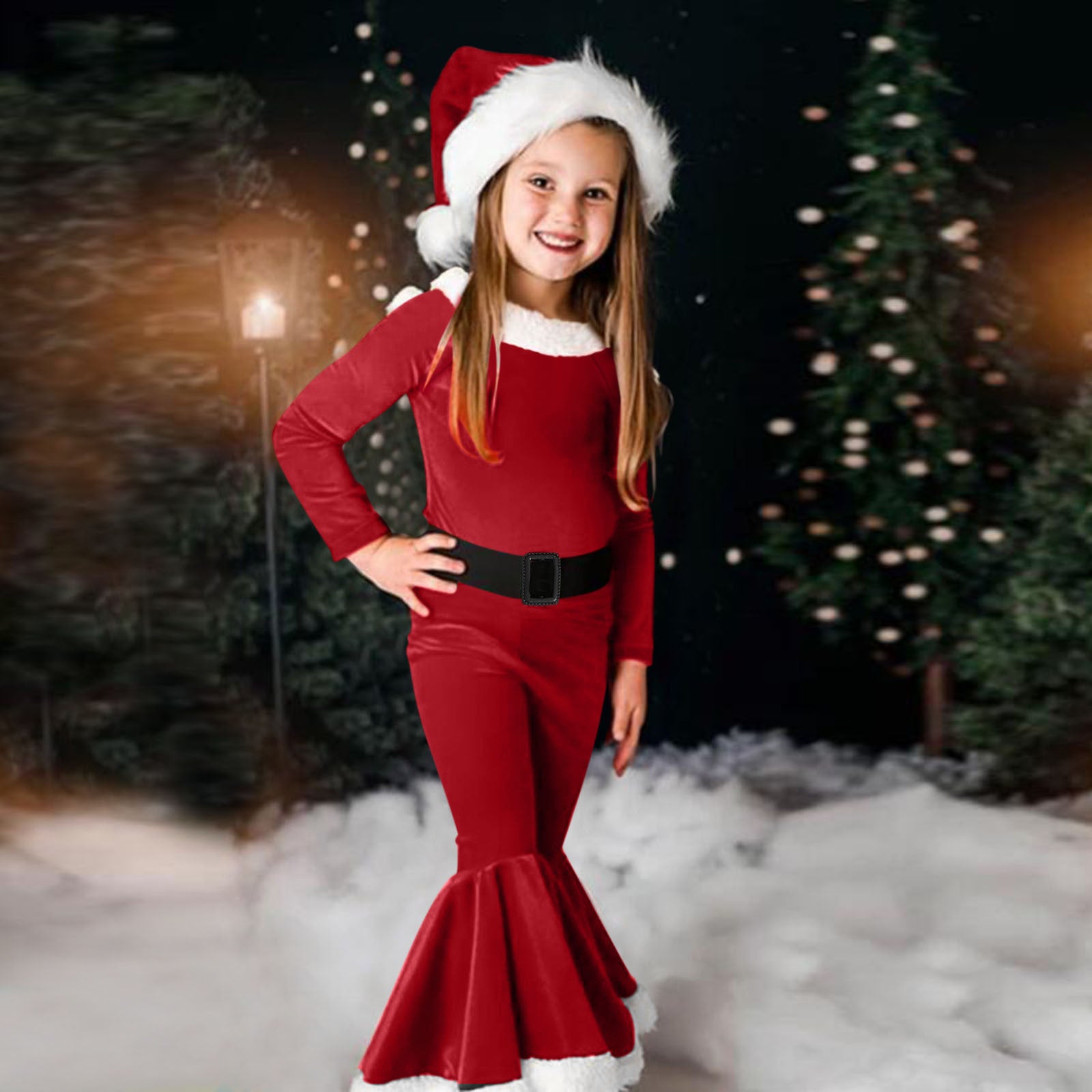 Girls Christmas Long-sleeved Flared Dress GONZALES ONLINE SHOP