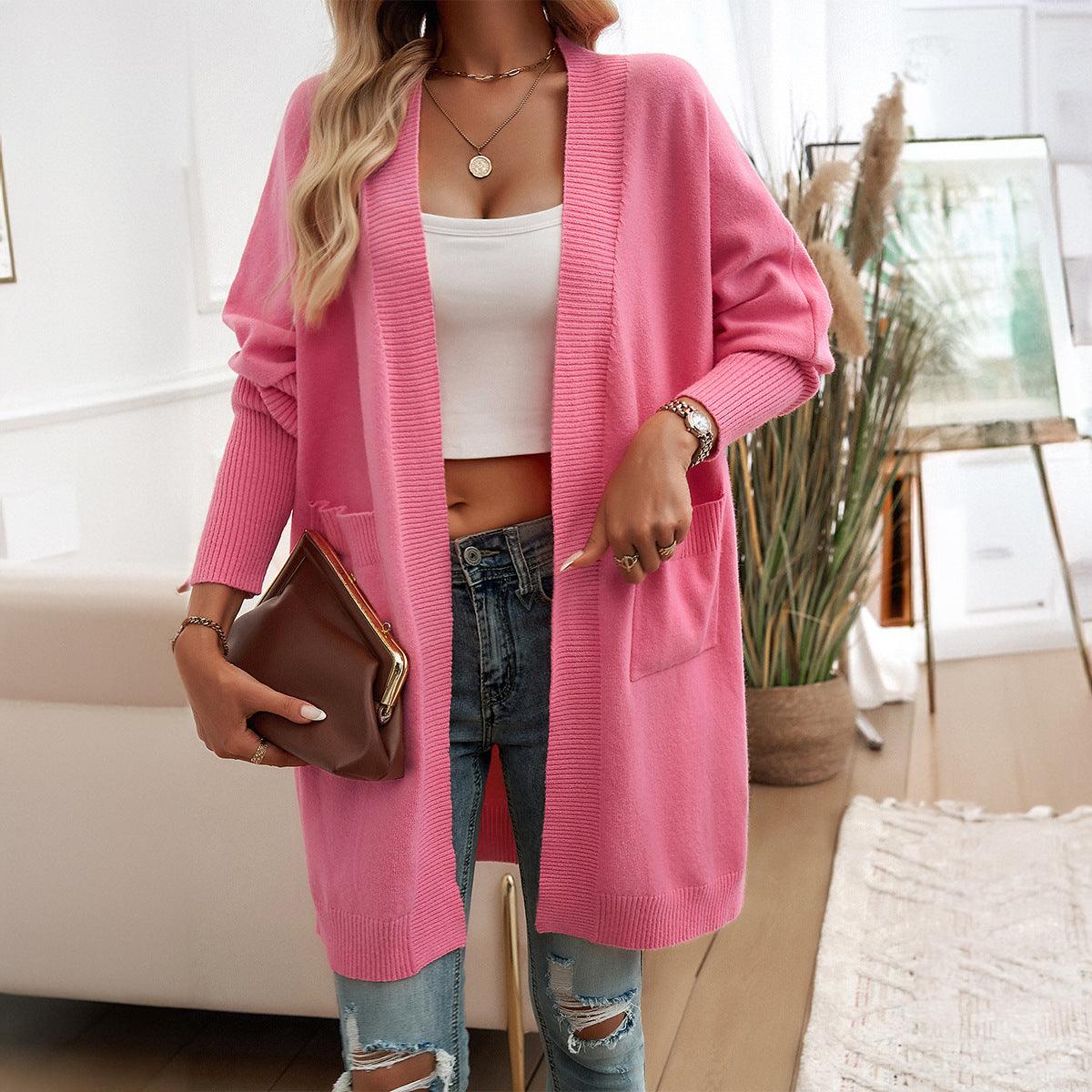 Women's Bat Sleeve Elegant Solid Color Cardigan - GONZALES ONLINE SHOP