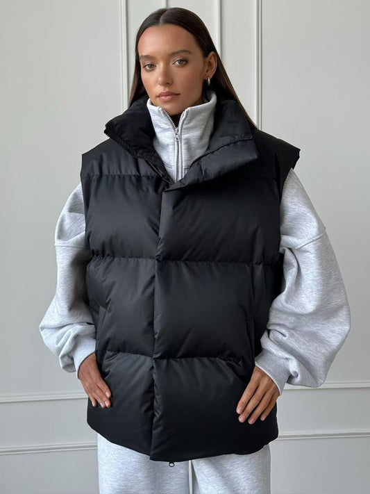 Cotton-padded jacket for autumn and winter warmth, vest, zipper, women's stand-up collar coat, street wear Hypersku