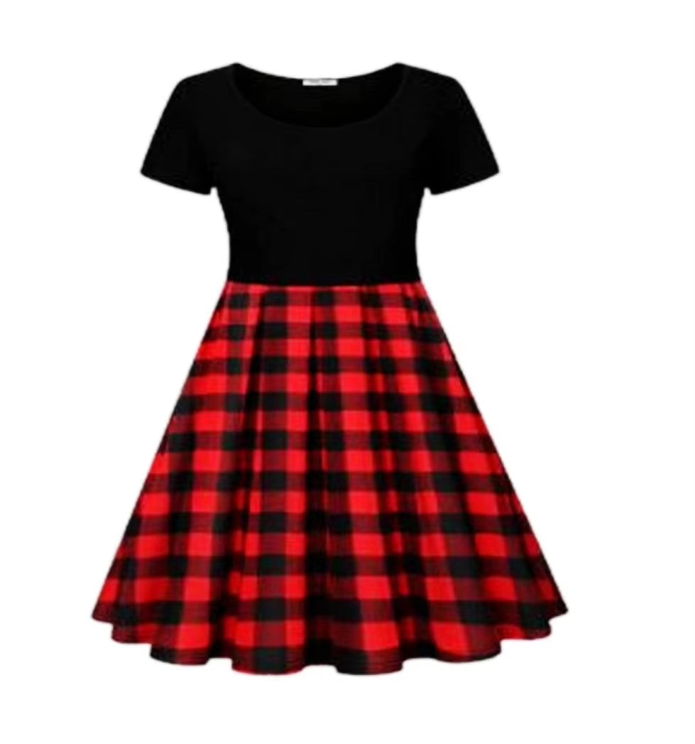 Baby Girl Red Buffalo Check Dress Monogrammed Red Black Plaid Dress Christmas Dress, Girls Christmas Dress, Buffalo Plaid Dress,