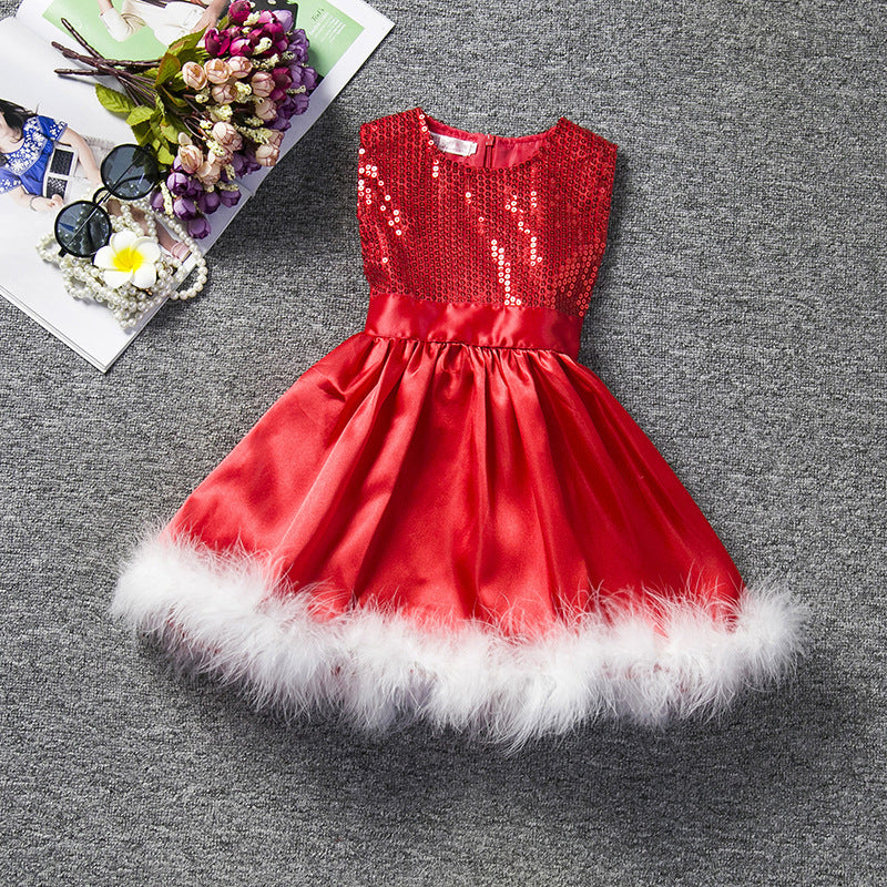 Christmas white fleece bow dress GONZALES ONLINE SHOP