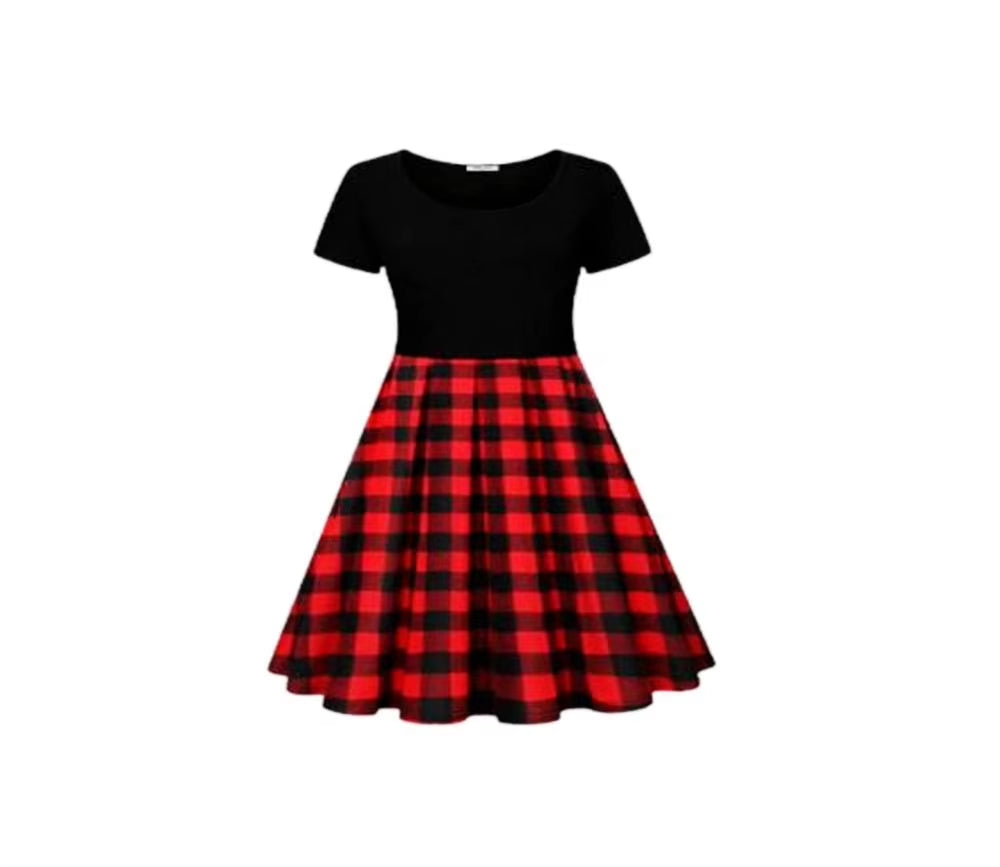 Baby Girl Red Buffalo Check Dress Monogrammed Red Black Plaid Dress Christmas Dress, Girls Christmas Dress, Buffalo Plaid Dress,