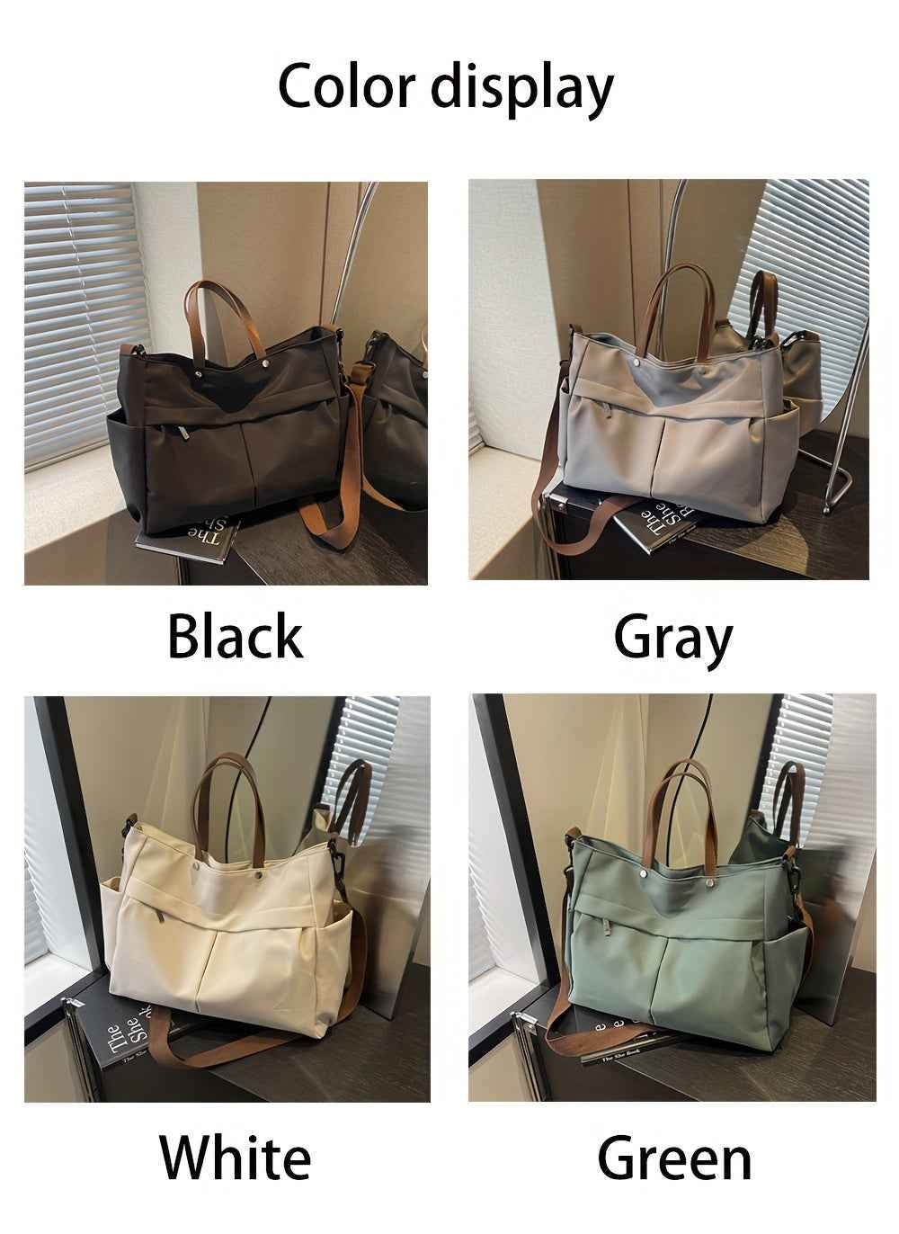 Stylish Nylon Women Tote Bag Shoulder Bag Featuring Two Pockets Large Capacity Commuting Handbag