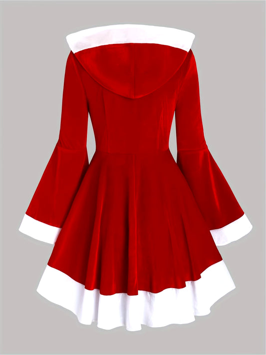 Chic Red Hooded Dress for Women - Perfect for Christmas Parties and Holiday Celebrations