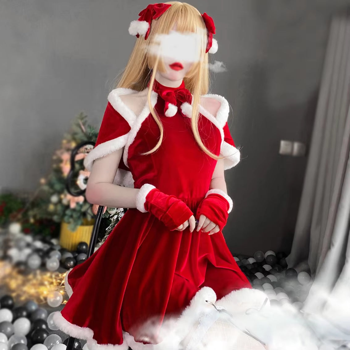 Women Christmas Xmas Sexy Lady Santa Claus Cosplay Costume Lingerie Winter Red Dress Maid Waitress Uniform