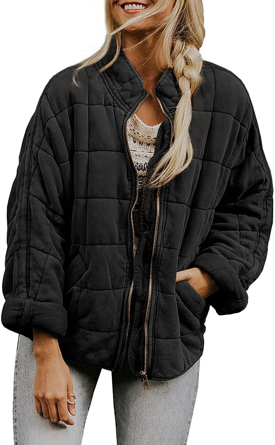 Solid-color stand-up collar cotton-padded jacket for women, loose long-sleeved pocket jacket Hypersku
