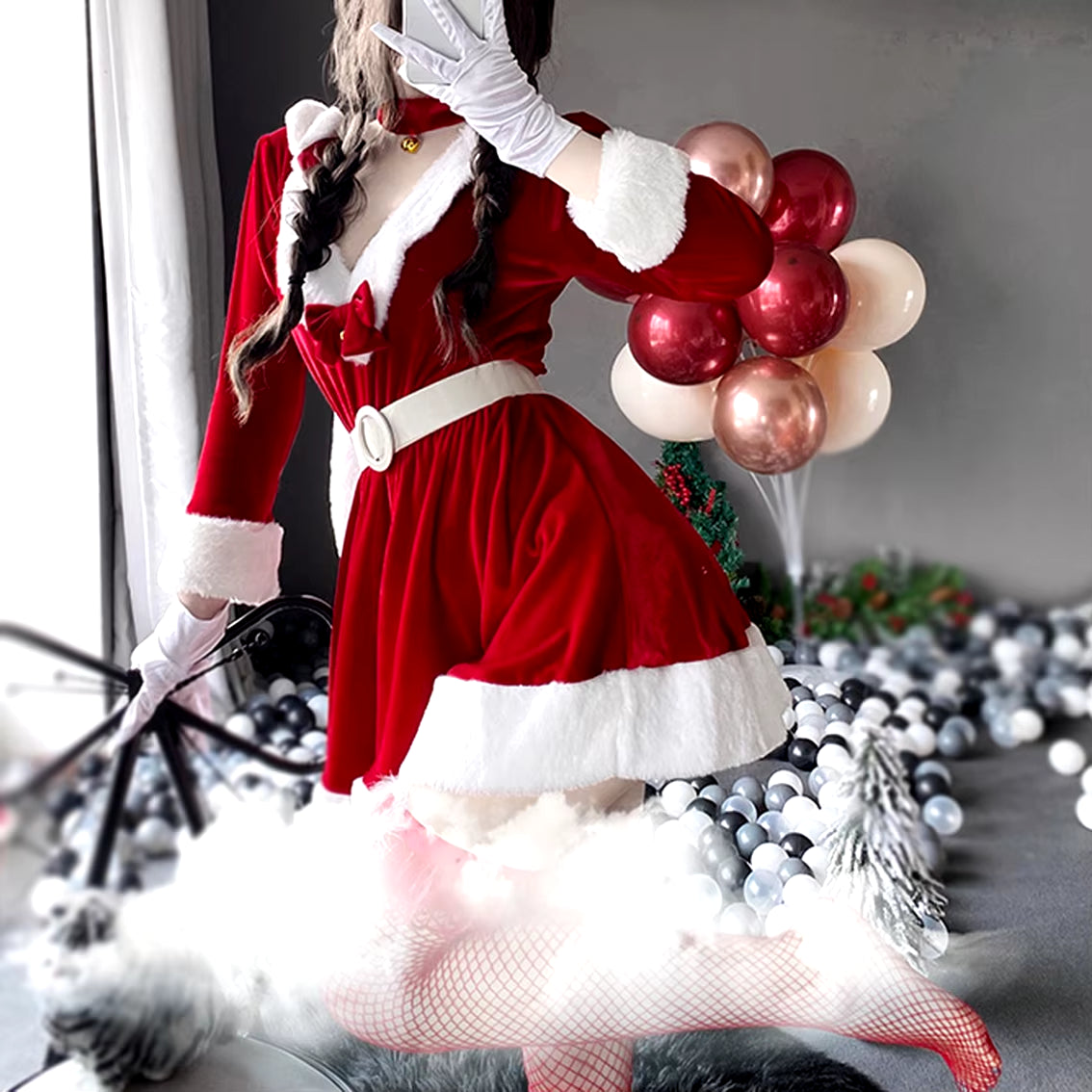 Women Christmas Xmas Lady Santa Claus Cosplay Costume Sexy Lingerie Winter Red Dress Maid Waitress Bunny Girl Uniform