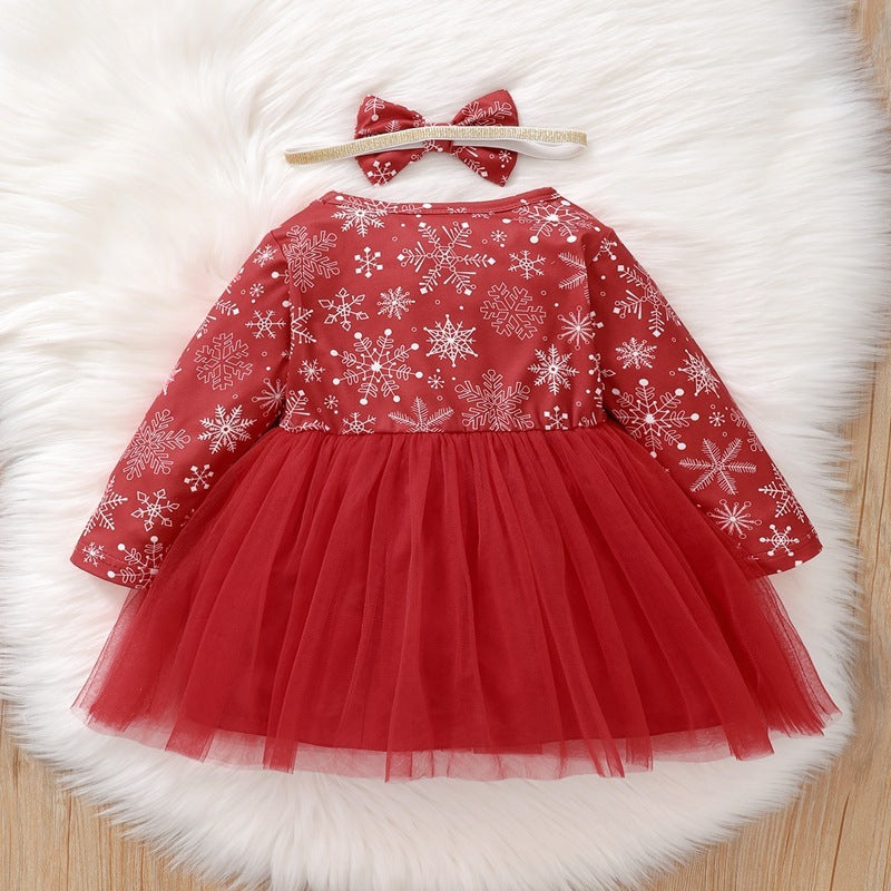 Christmas Baby Girls' Snowflake Print Dress GONZALES ONLINE SHOP