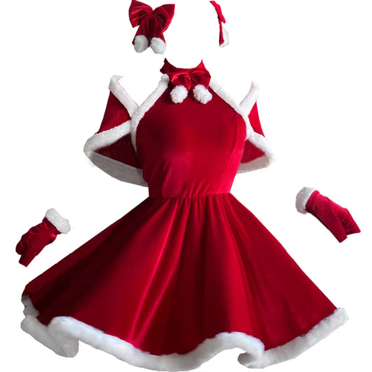 Women Christmas Xmas Sexy Lady Santa Claus Cosplay Costume Lingerie Winter Red Dress Maid Waitress Uniform