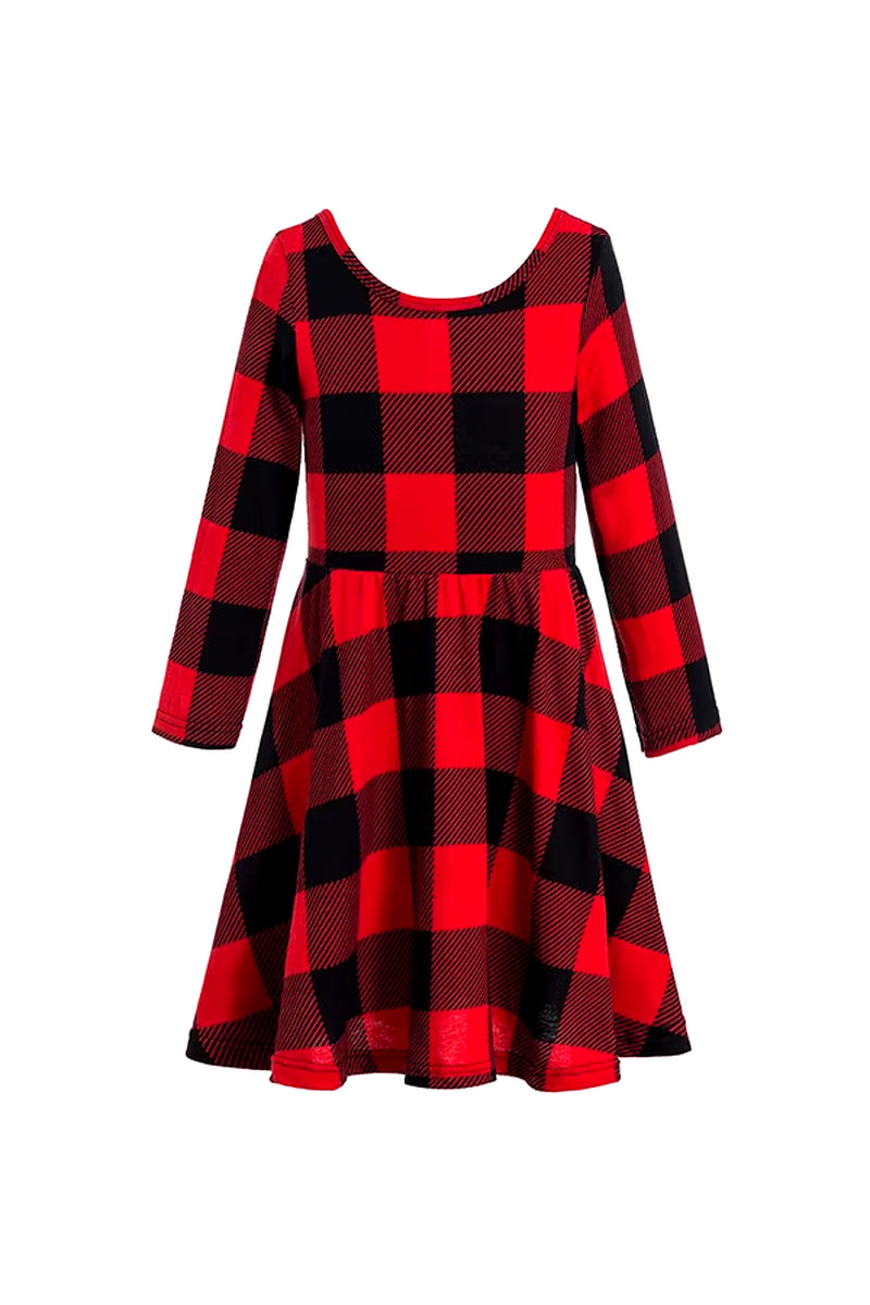 Baby Girl Red Buffalo Check Dress Monogrammed Red Black Plaid Dress Christmas Dress, Girls Christmas Dress, Buffalo Plaid Dress,