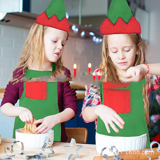 Christmas Elf Apron Kids Dress Up Set GONZALES ONLINE SHOP