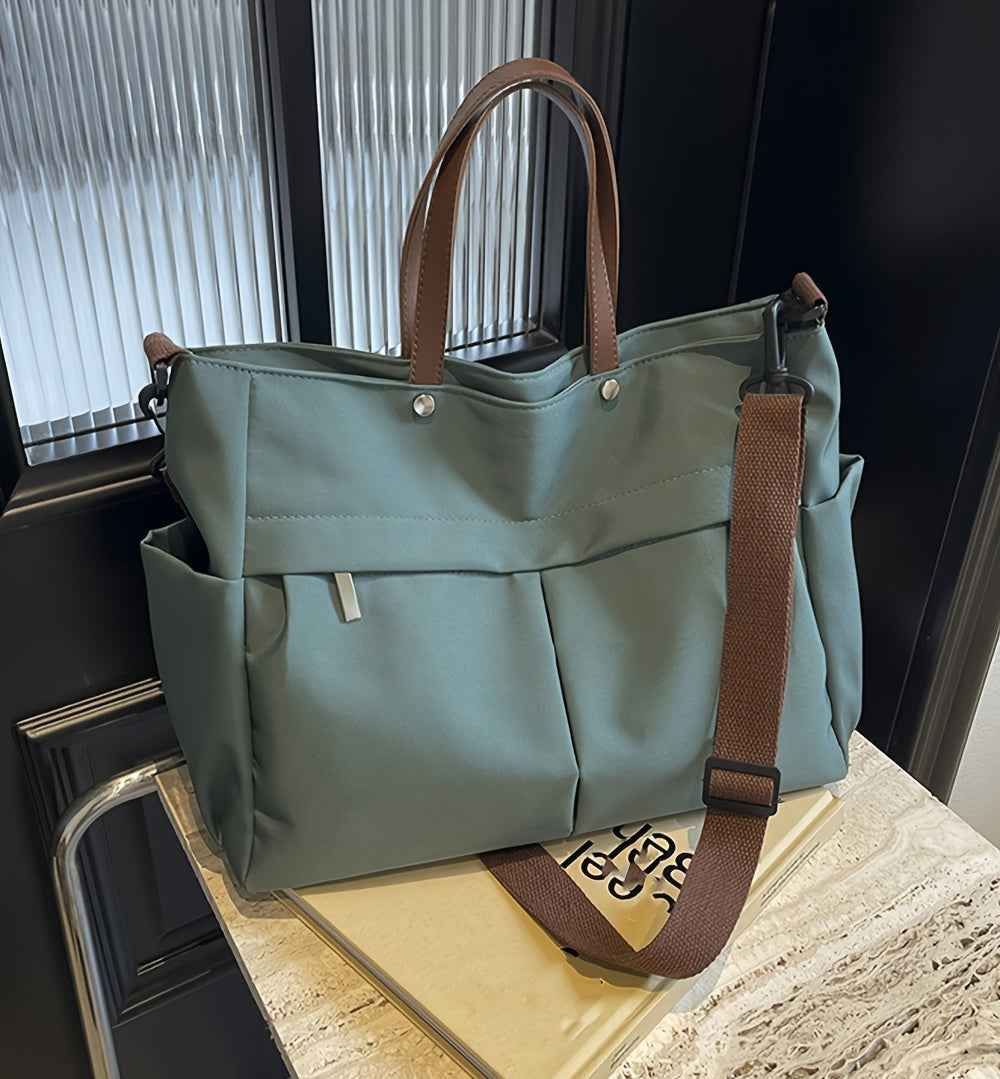 Stylish Nylon Women Tote Bag Shoulder Bag Featuring Two Pockets Large Capacity Commuting Handbag