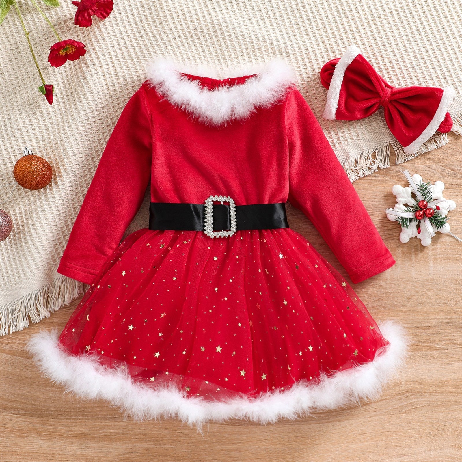 Child Girl Christmas Dress Headband Suit GONZALES ONLINE SHOP