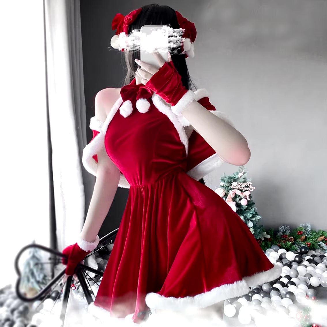 Women Christmas Xmas Sexy Lady Santa Claus Cosplay Costume Lingerie Winter Red Dress Maid Waitress Uniform