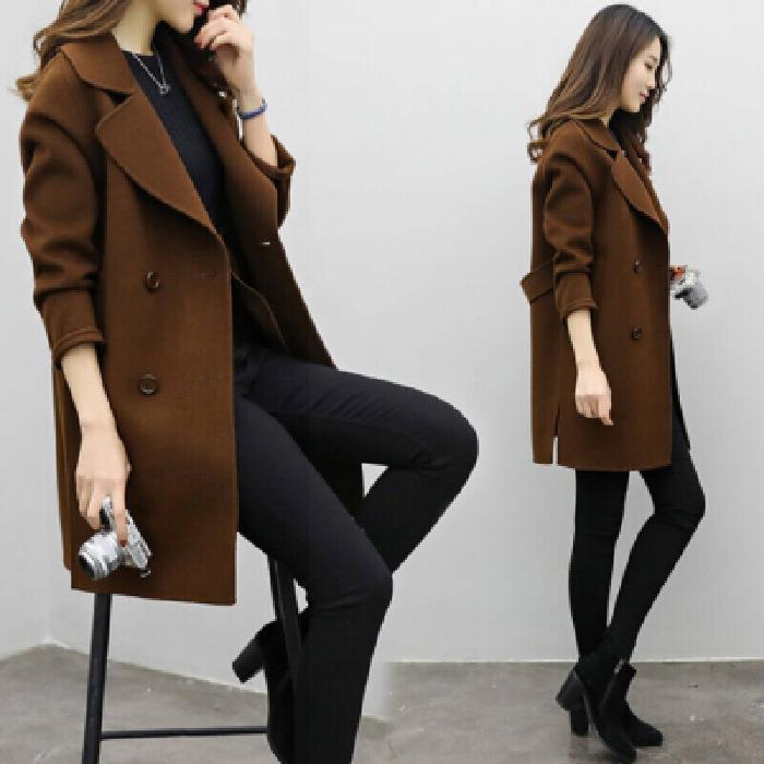 Autumn and winter coats, woolen jackets for women, mid-length, cocoon-shaped double-ed woolen fabric, loose and slimming Hypersku