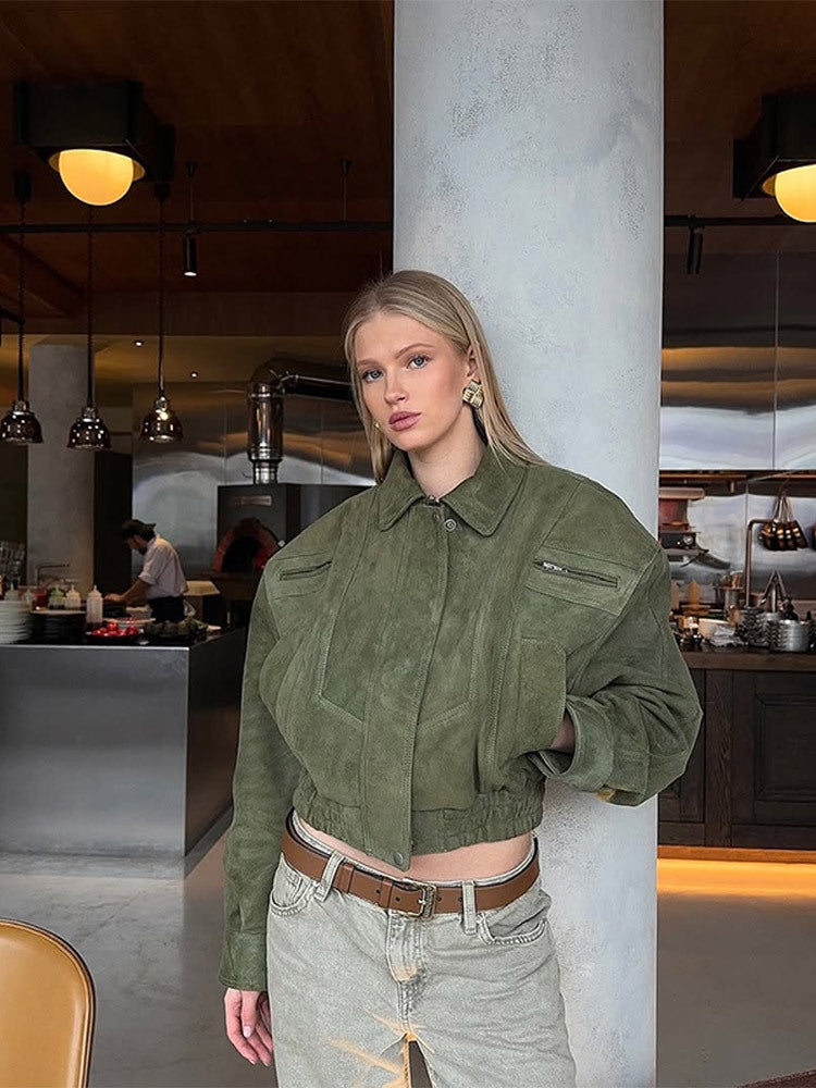 American motorcycle cool short jacket for women, loose and high-end short coat top for spring Hypersku