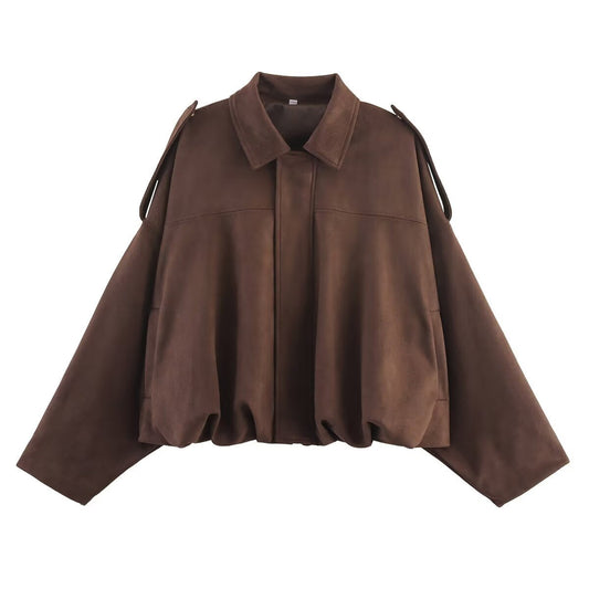 Women's style suede fleece jacket, fleece texture pilot jacket Hypersku