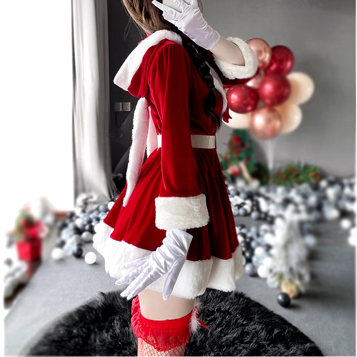 Women Christmas Xmas Lady Santa Claus Cosplay Costume Sexy Lingerie Winter Red Dress Maid Waitress Bunny Girl Uniform