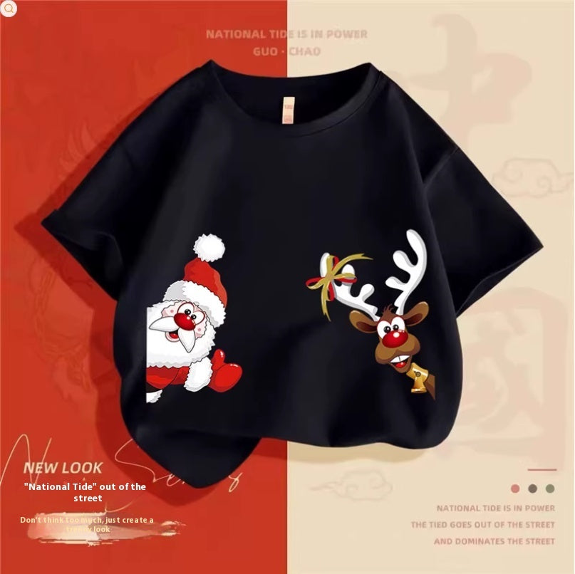 Christmas Elk Cotton T-shirt Boy GONZALES ONLINE SHOP