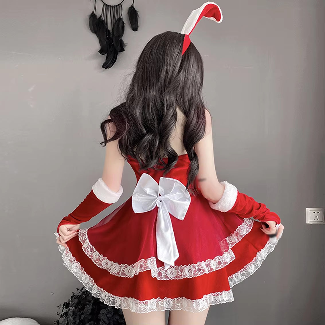 Christmas Xmas Lady Santa Claus Cosplay Costume Sexy Lingerie Bunny Girl Tube Dress Maid Waitress Uniform