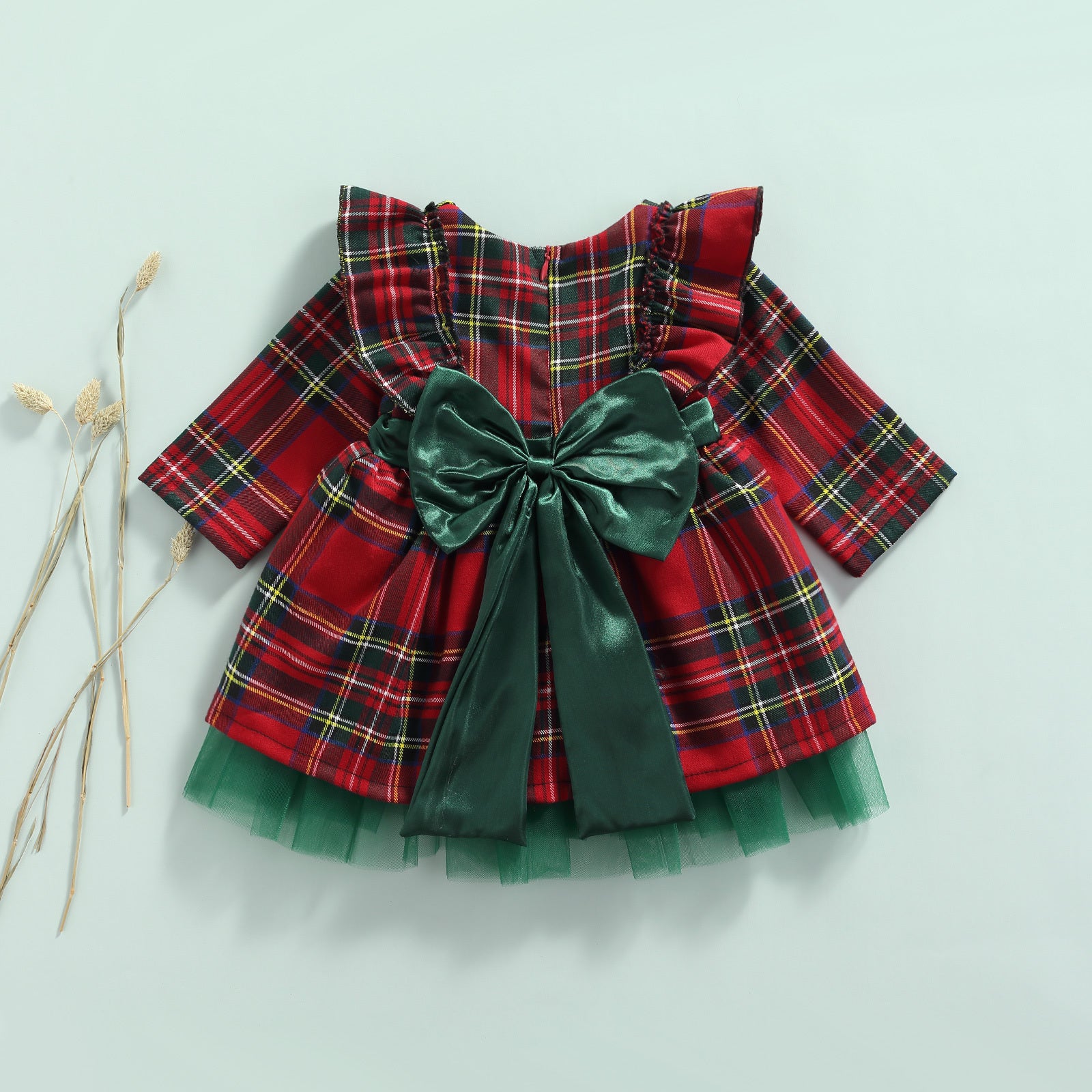 Girls Kids Red Checkered Bow Christmas Dress GONZALES ONLINE SHOP