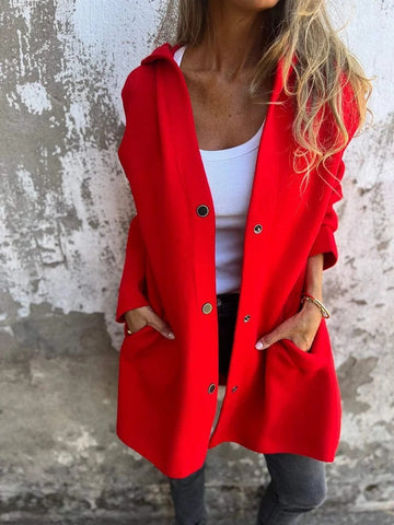 A solid-color casual single-ed hooded jacket for women in autumn and winter GONZALES ONLINE SHOP