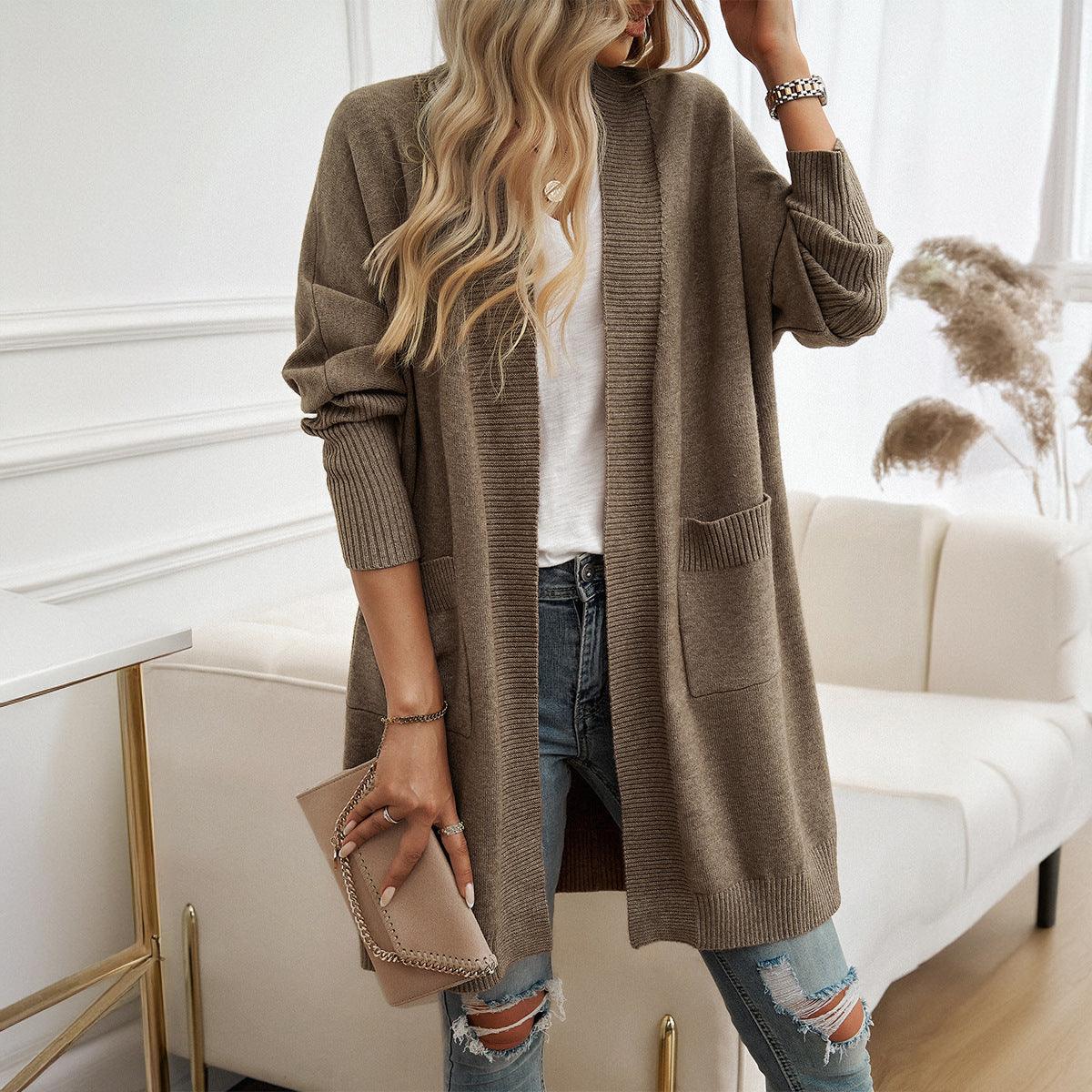 Women's Bat Sleeve Elegant Solid Color Cardigan - GONZALES ONLINE SHOP