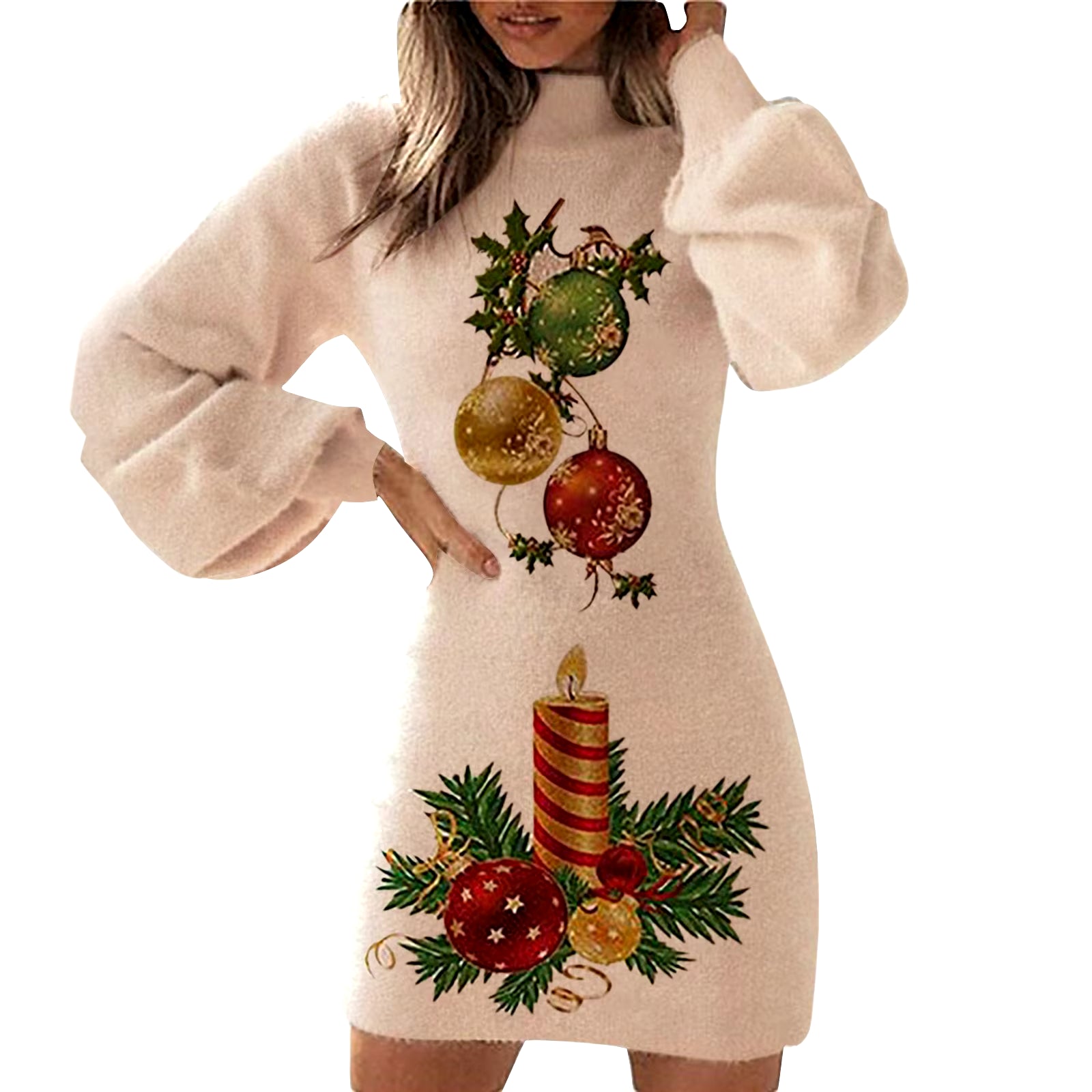 2024 Winter Christmas Dress Women Autumn Fashion Christmas Print Long Sleeve Dresses Female Sexy Slim Fit Party Dresses Vestidos