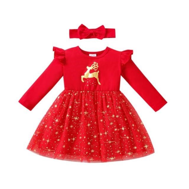 Girl's Christmas Clothes Floral Dress Baby GONZALES ONLINE SHOP