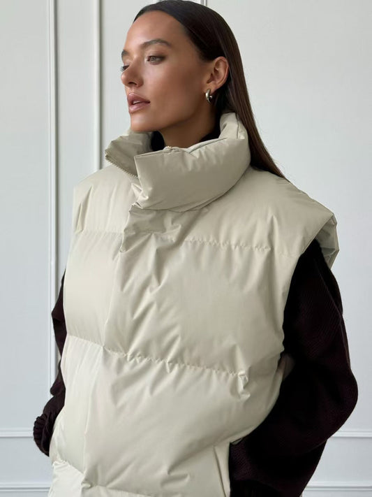 Cotton-padded jacket for autumn and winter warmth, vest, zipper, women's stand-up collar coat, street wear Hypersku