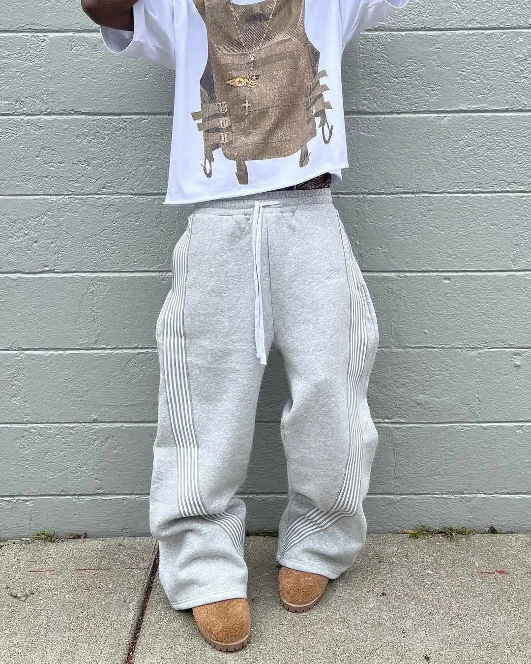 Casual Loose Straight Leg Pants Striped 2025 Summer Fashion Trend Brand Street Hip-hop Jogging Men's Women's Harajuku Sweatpants