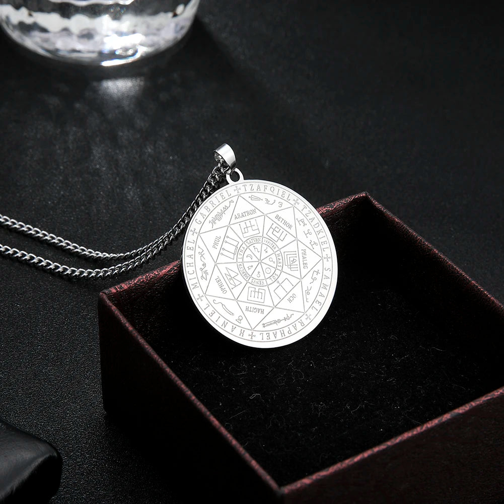 Teamer Seven Archangels Charm Necklaces Men Women Seal of Solomon Pendant Supernatural Protection Amulet Magic Talisman Jewelry GONZALES ONLINE SHOP