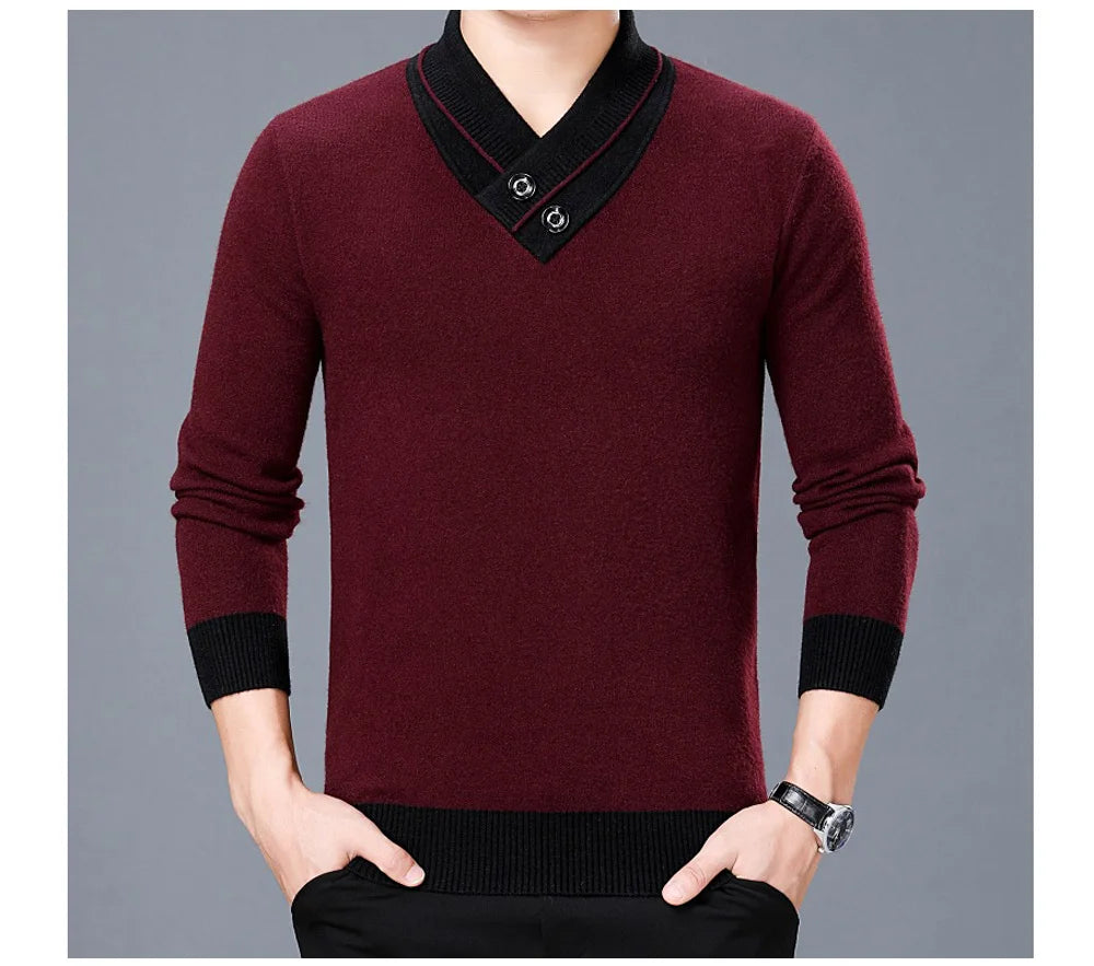 DIMUSI Winter Men;s Sweater Casual Man V-Neck Turtleneck Knitted Sweater Mens Business Double-Collar Knitted Pullovers Clothing GONZALES ONLINE SHOP