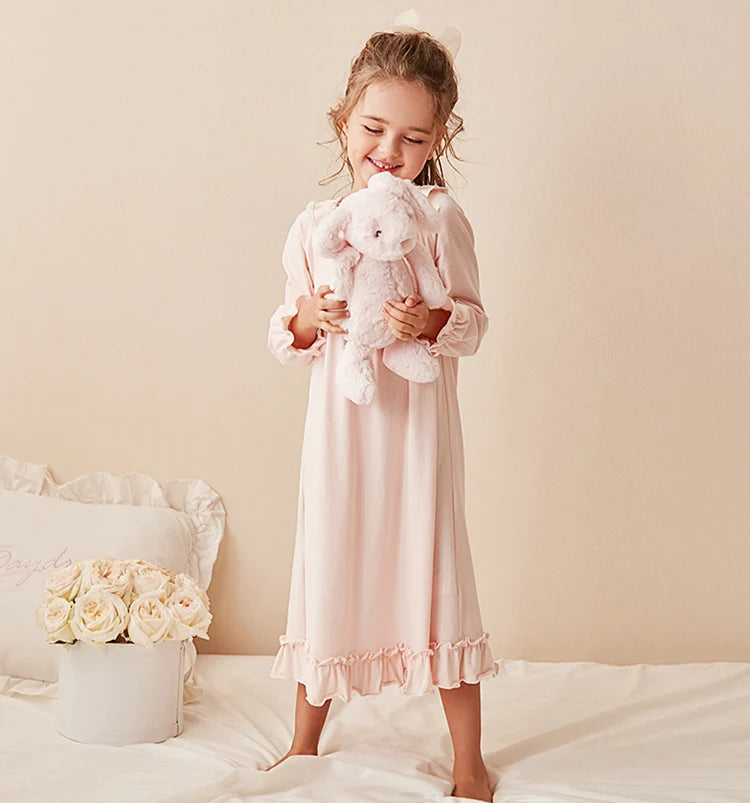 Children Girl Lolita Dress Princess Sleepshirts Vintage Kid Ruffles Nightgowns.Courtly Style Toddler Nightdress Lounge Sleepwear GONZALES ONLINE SHOP