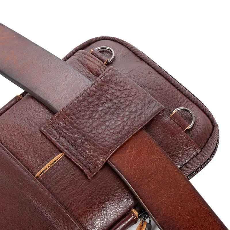 Leather Fashion Phone Pouch Belt Bag Shoulder Crossbody Waist Pack Vintage Outdoor Multi-function Mens Leisure Hanging Waist Bag