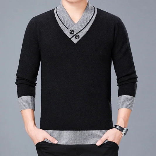 DIMUSI Winter Men;s Sweater Casual Man V-Neck Turtleneck Knitted Sweater Mens Business Double-Collar Knitted Pullovers Clothing GONZALES ONLINE SHOP