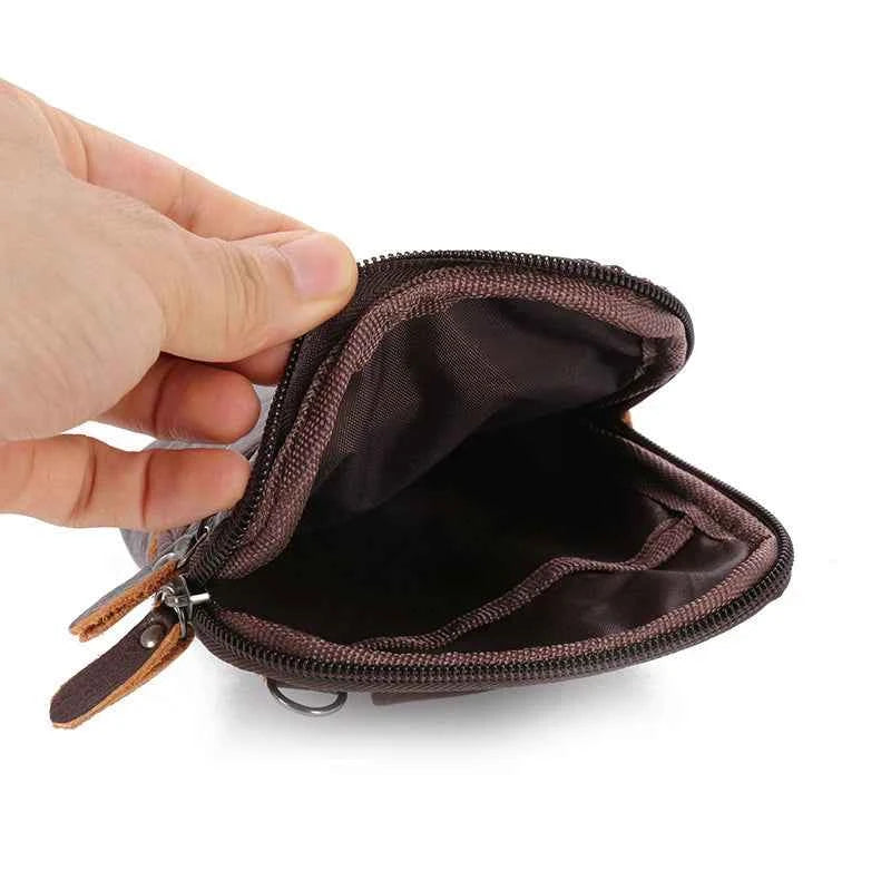 Leather Fashion Phone Pouch Belt Bag Shoulder Crossbody Waist Pack Vintage Outdoor Multi-function Mens Leisure Hanging Waist Bag