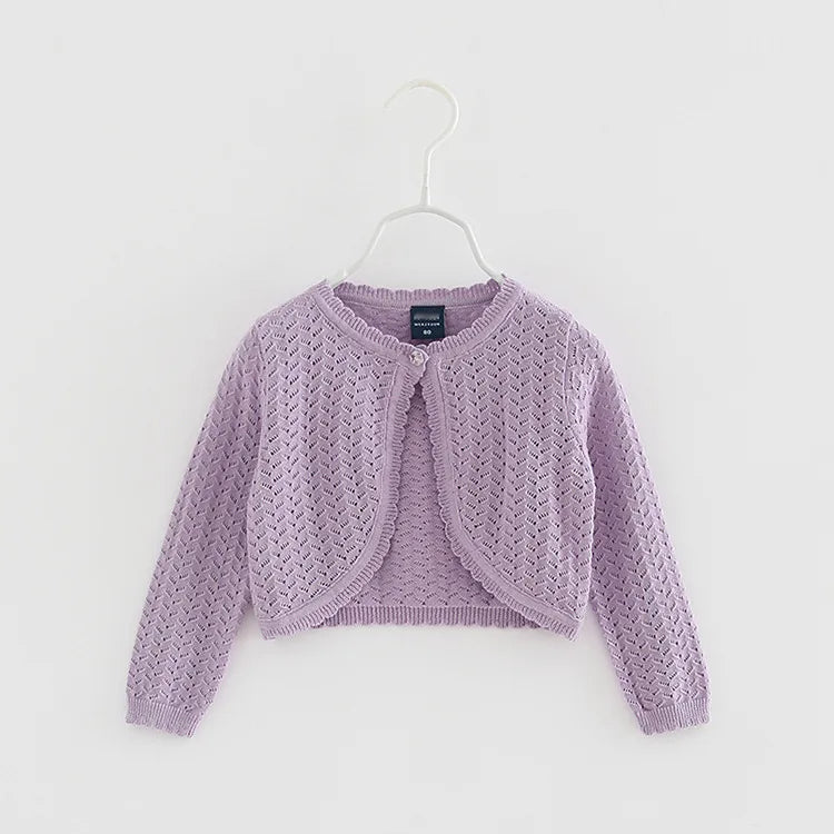 Girls Autumn Knit Cardigan Cotton Bolero Baby Child Sweater Shawl Cardigan Casual Solid Knit Long Sleeve Jacket Shrug Sweaters GONZALES ONLINE SHOP