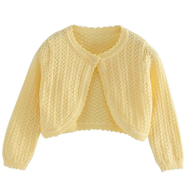 Girls Autumn Knit Cardigan Cotton Bolero Baby Child Sweater Shawl Cardigan Casual Solid Knit Long Sleeve Jacket Shrug Sweaters GONZALES ONLINE SHOP