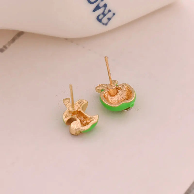 Cute Apples Earrings Women Red Green Asymmetric Rhinestone Apple Shaped Earrings Creative Crystal Women Gift Ear Accessories GONZALES ONLINE SHOP