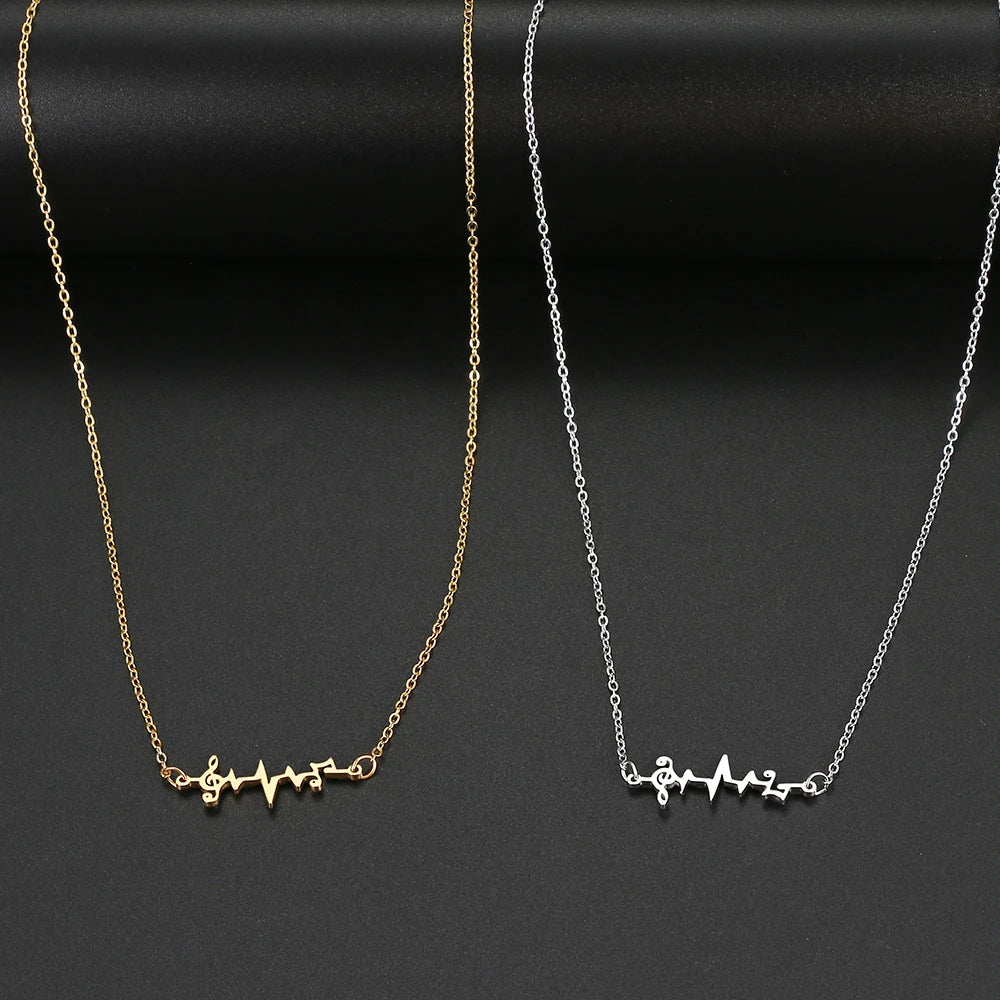 Stainless Steel Necklaces Artist musical Notation Pendant Collar Chain Fashion Necklace For Woman Jewelry Party Friends Gifts GONZALES ONLINE SHOP